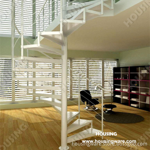 White Color Wrought Iron Spiral Staircase for Industrial Stairs